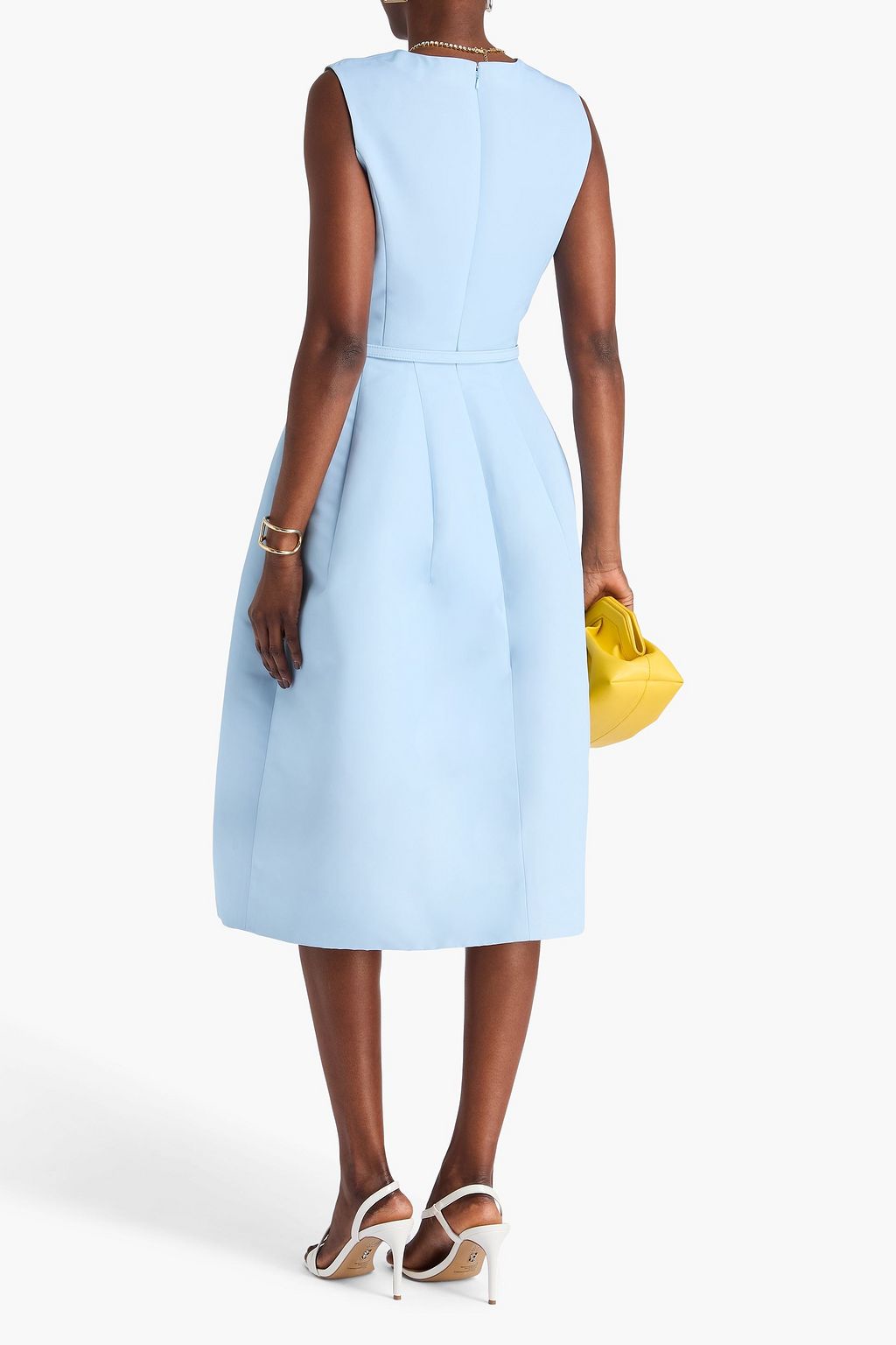 OSCAR DE LA RENTA Midikleid aus Faille mit floralem Print und Gürtel