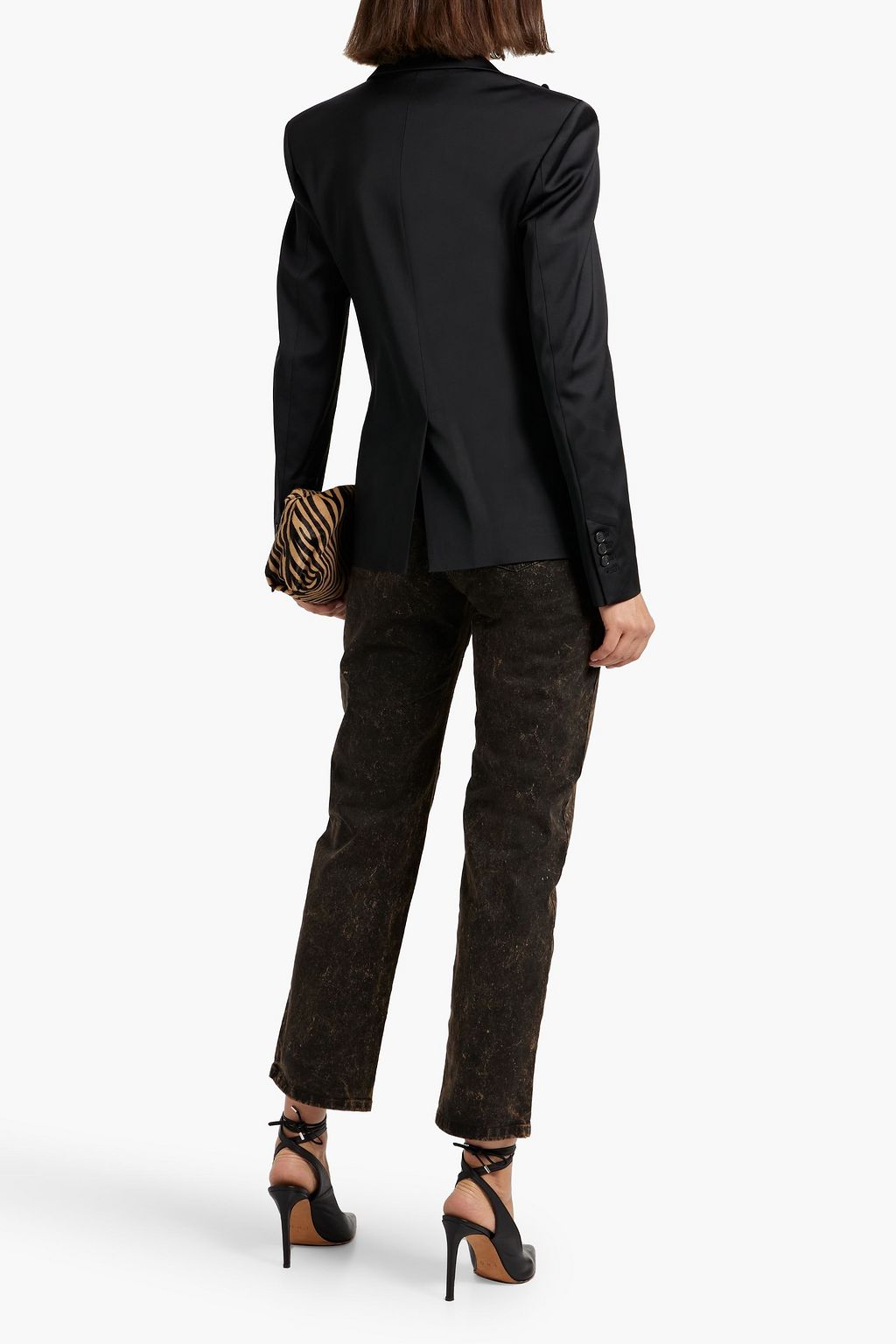 BALMAIN Acid-wash cotton-blend straight-leg pants