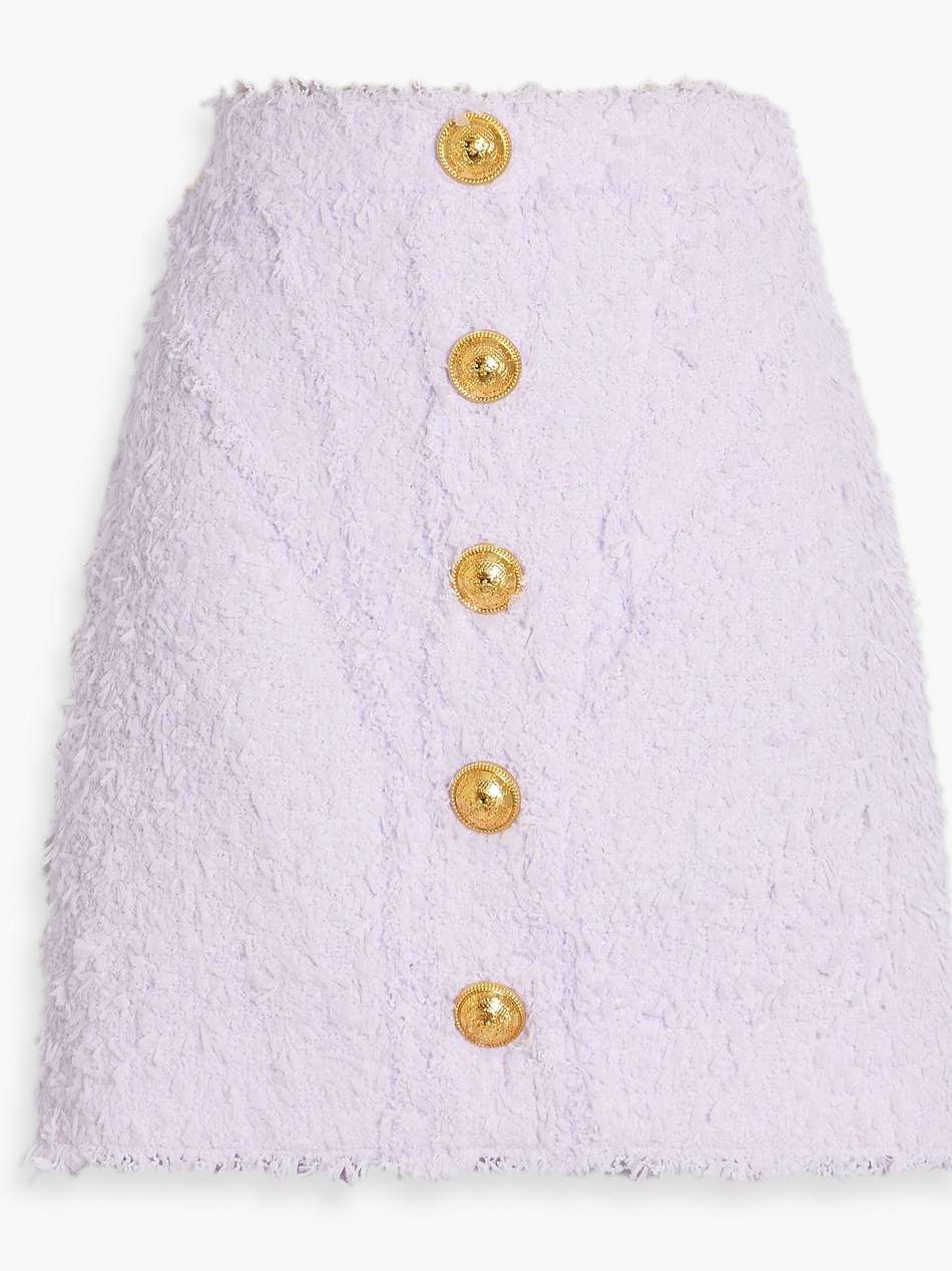frayed bouclé-tweed mini skirt