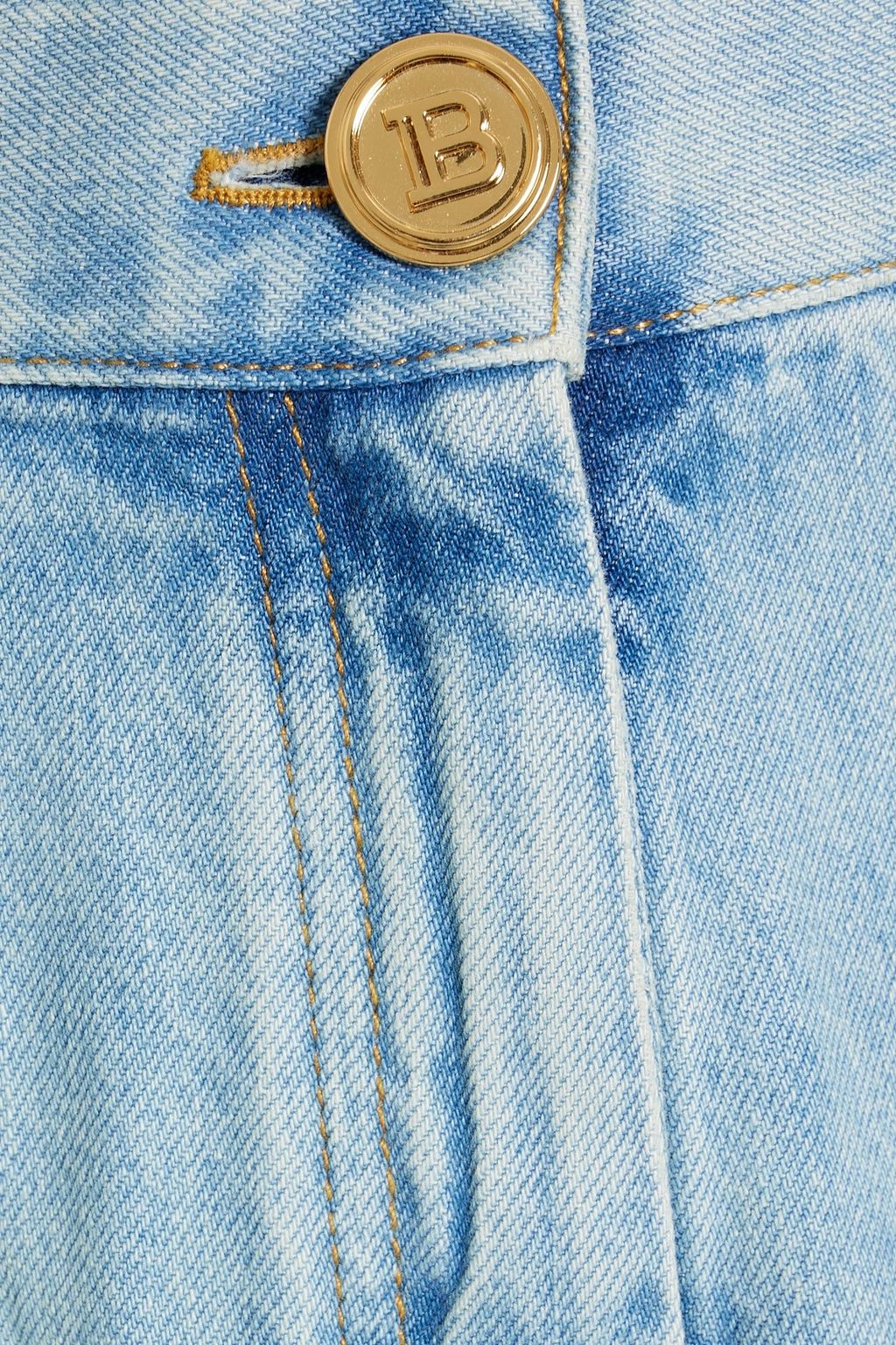 BALMAIN Distressed high-rise tapered jeans