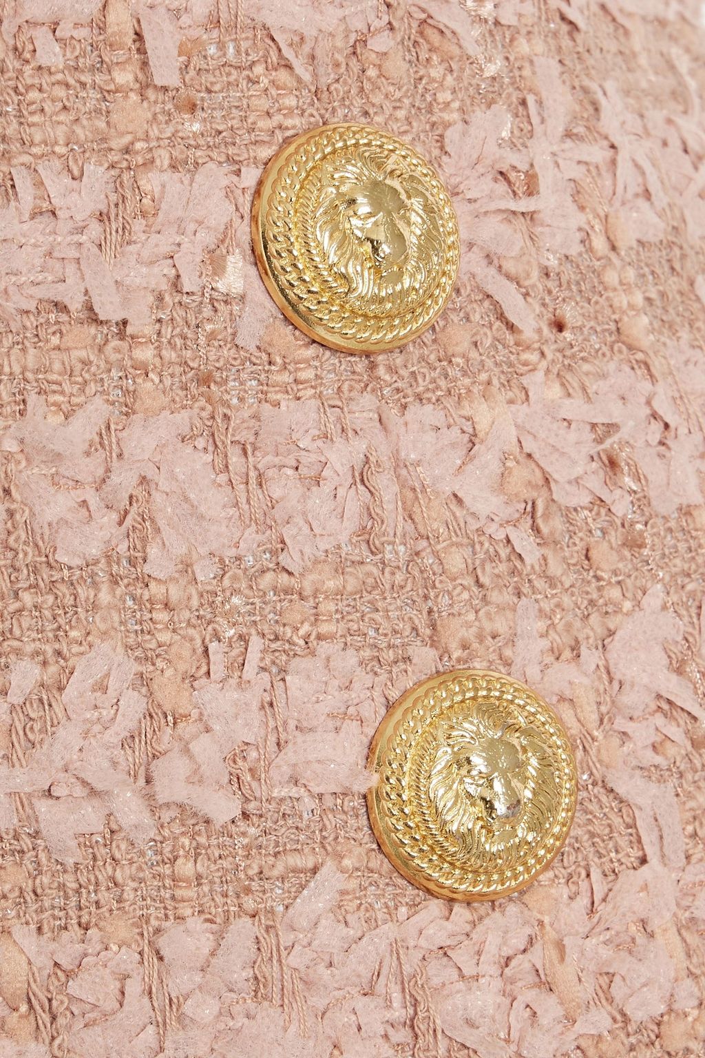BALMAIN Frayed cotton-blend tweed mini skirt