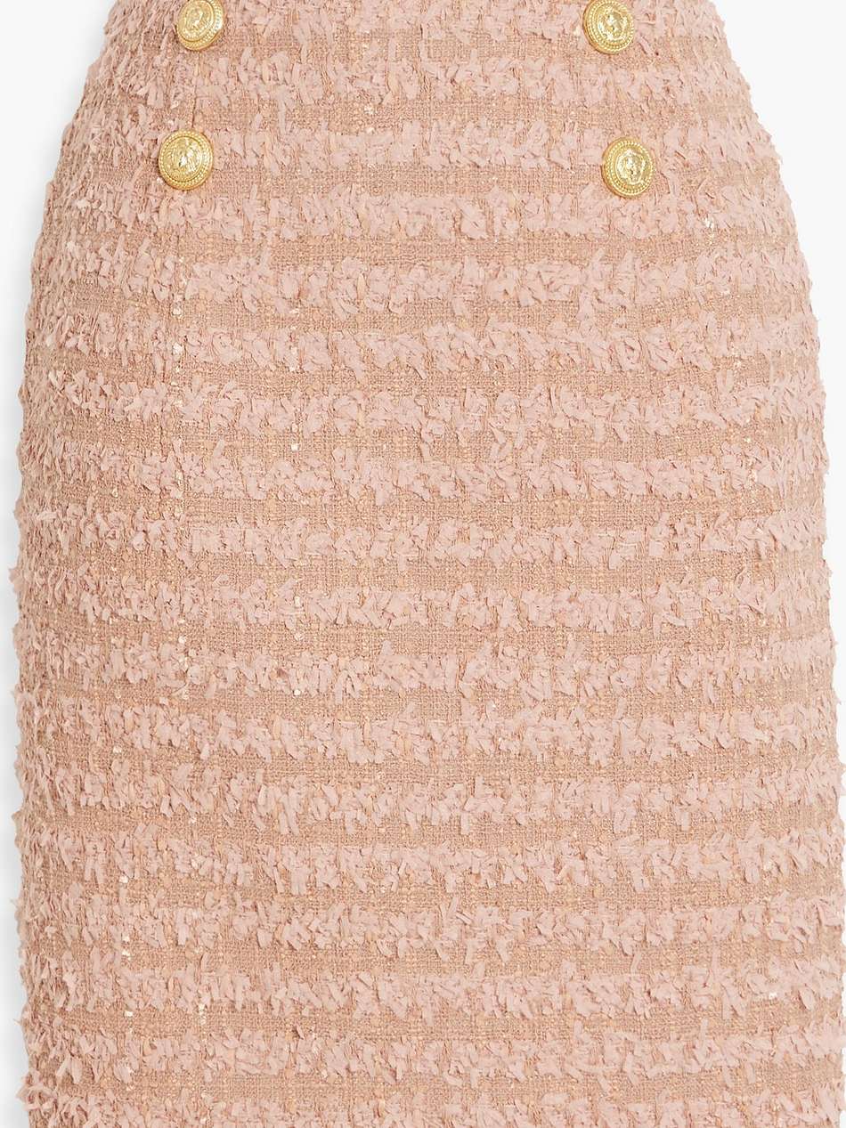 frayed cotton-blend tweed mini skirt