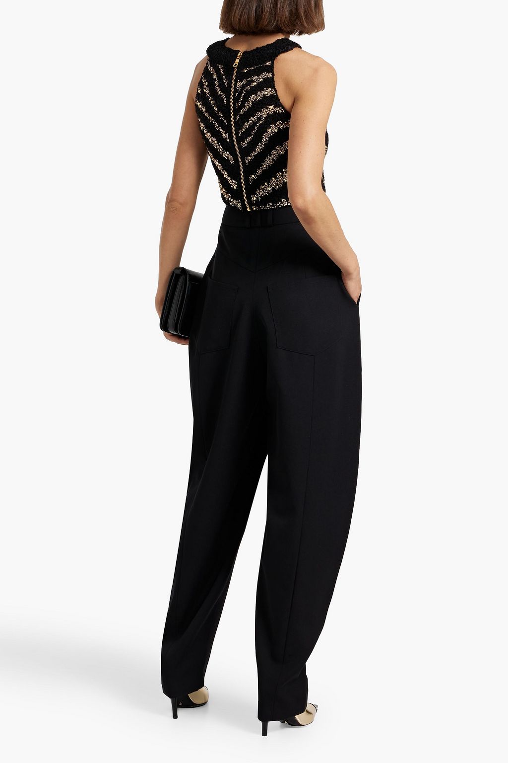 BALMAIN Grain de poudre wool tapered pants