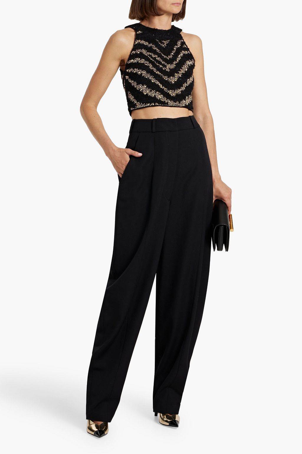 BALMAIN Grain de poudre wool tapered pants
