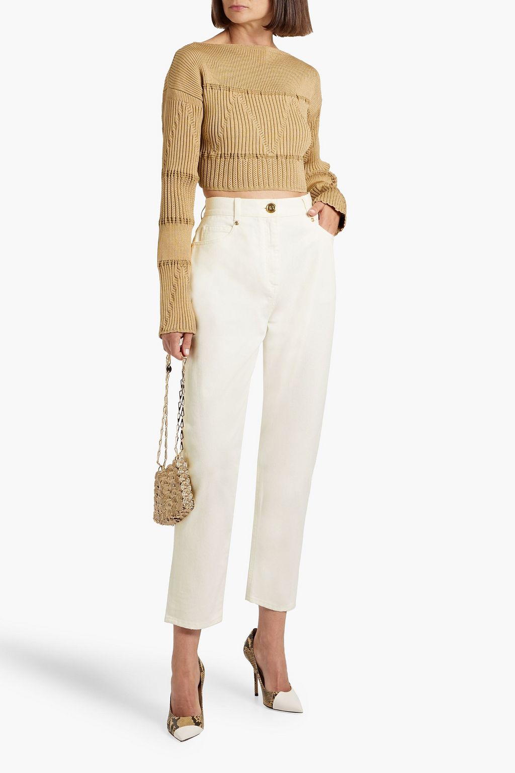 BALMAIN High-rise tapered jeans