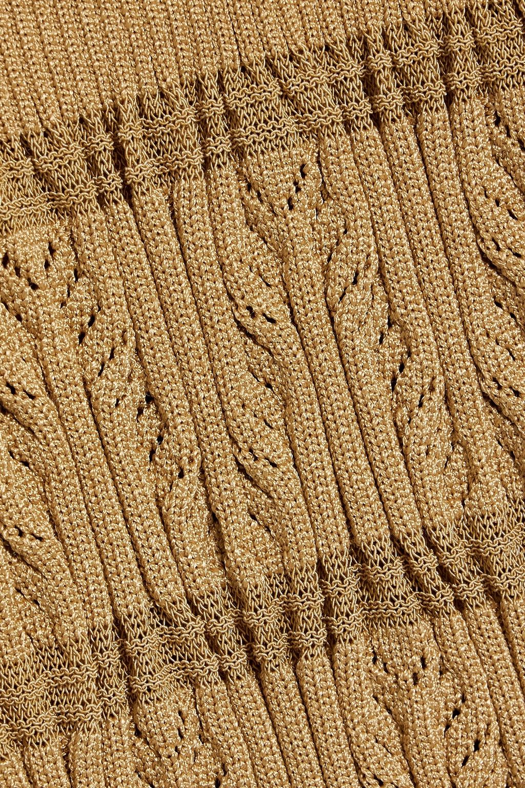 BALMAIN Ribbed and pointelle-knit mini dress