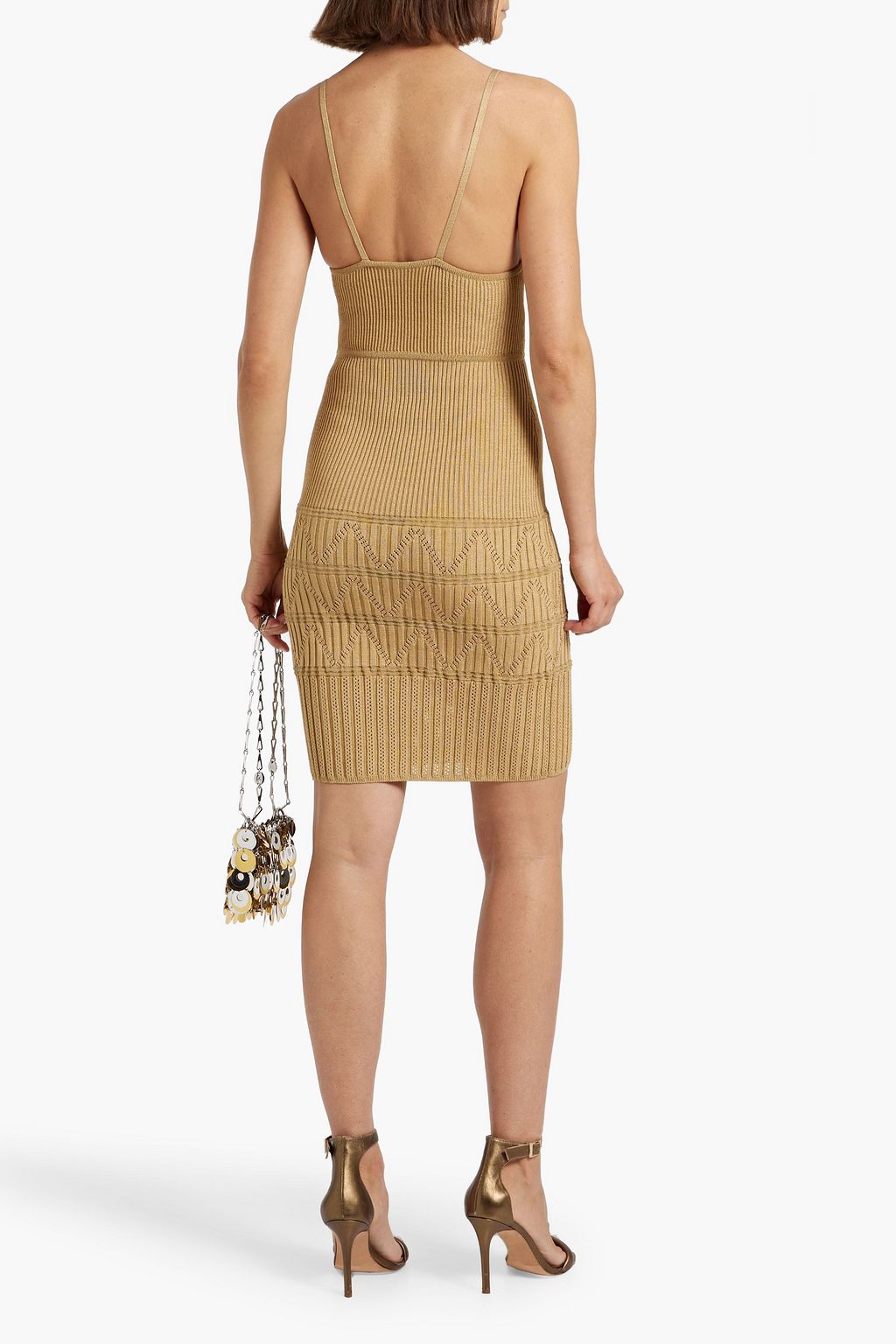 BALMAIN Ribbed and pointelle-knit mini dress