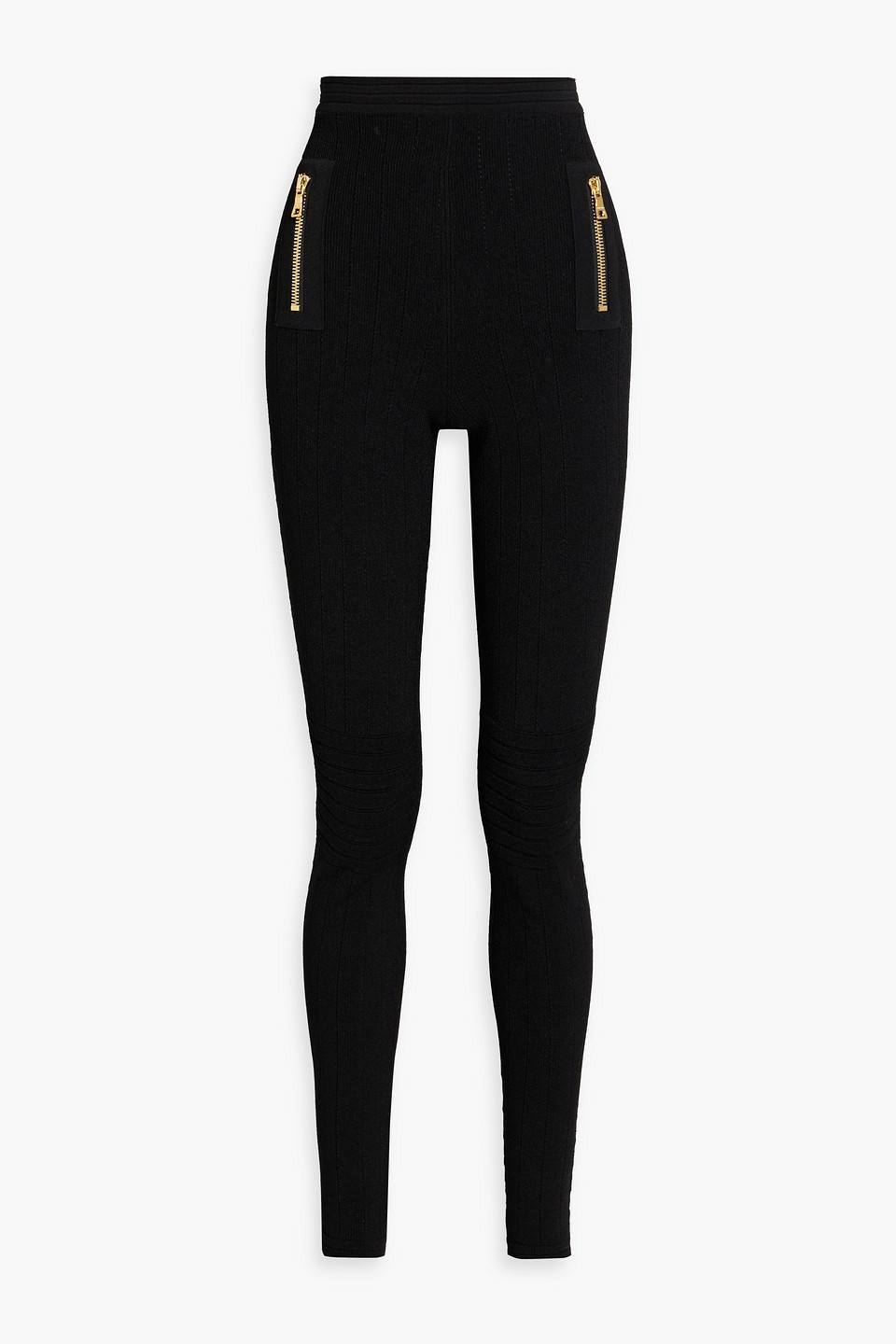 Balmain Ribbed-knit Skinny Pants In Black