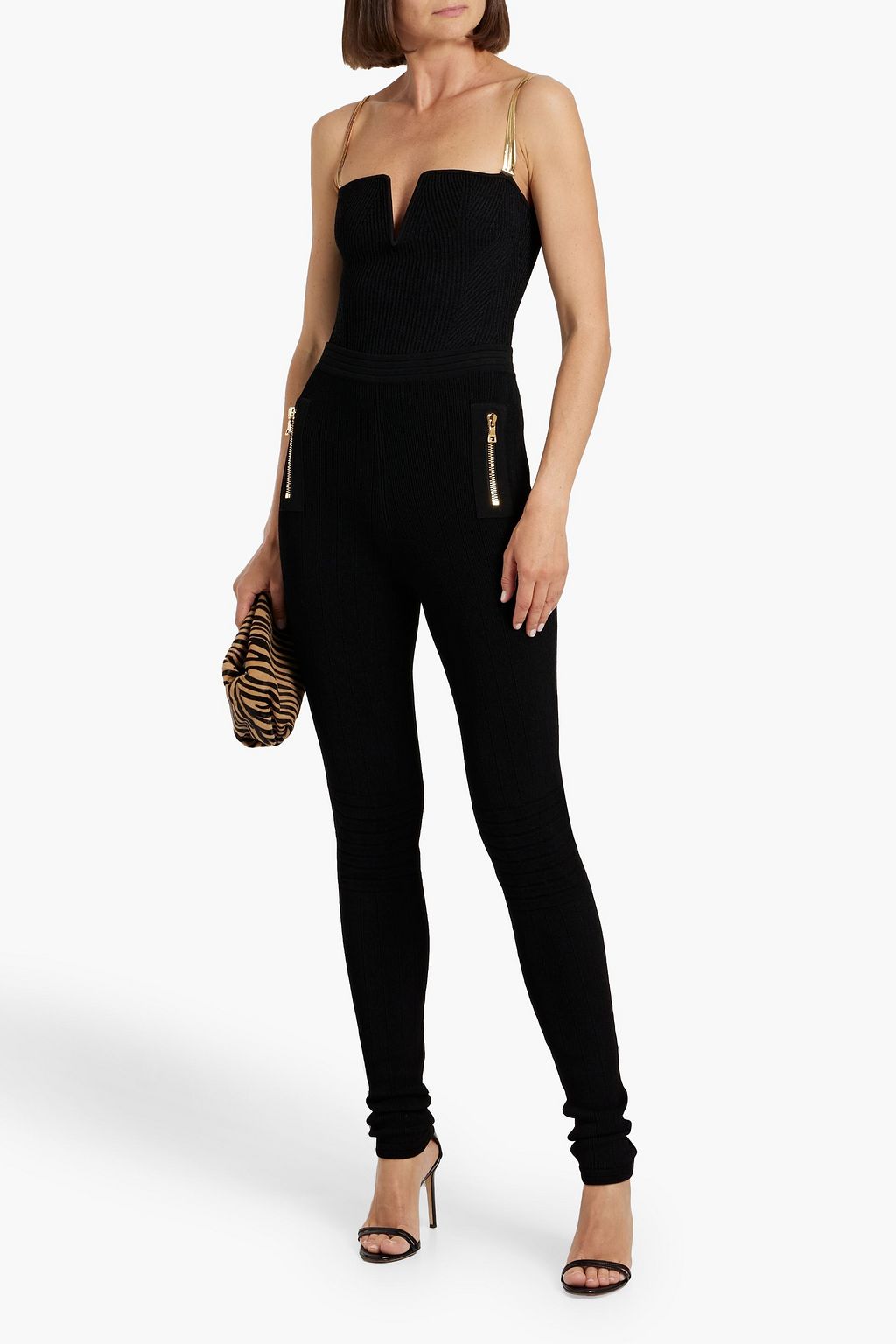 BALMAIN Ribbed-knit skinny pants
