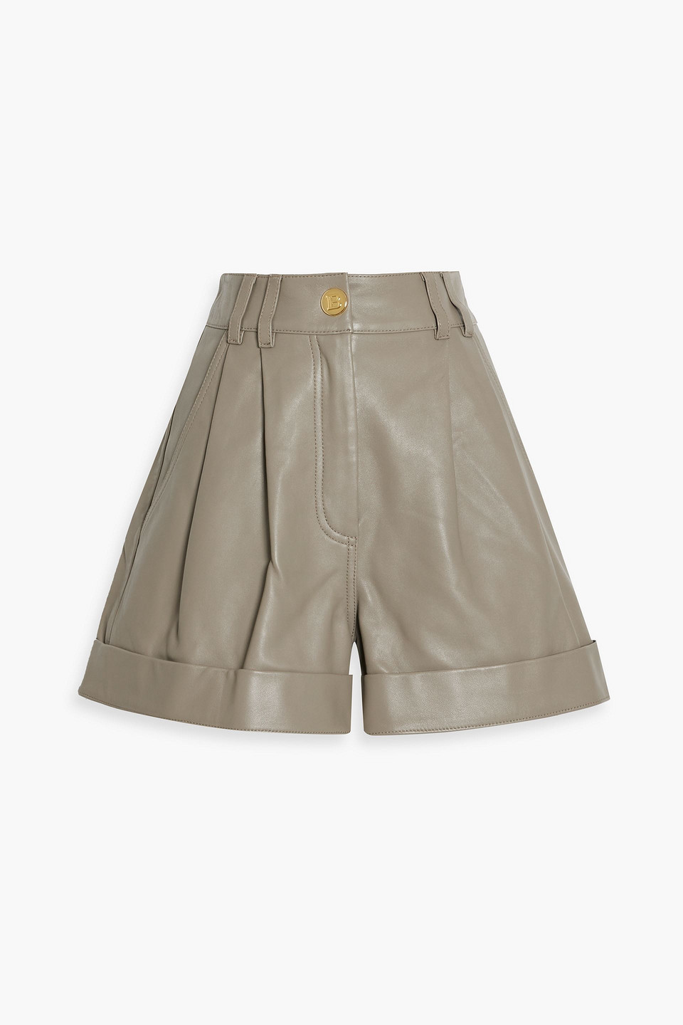 balmain - pleated leather shorts - neutral - fr 34