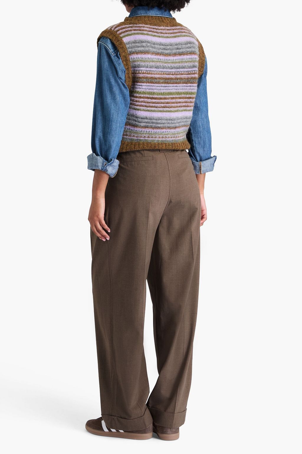GANNI Pleated woven wide-leg pants