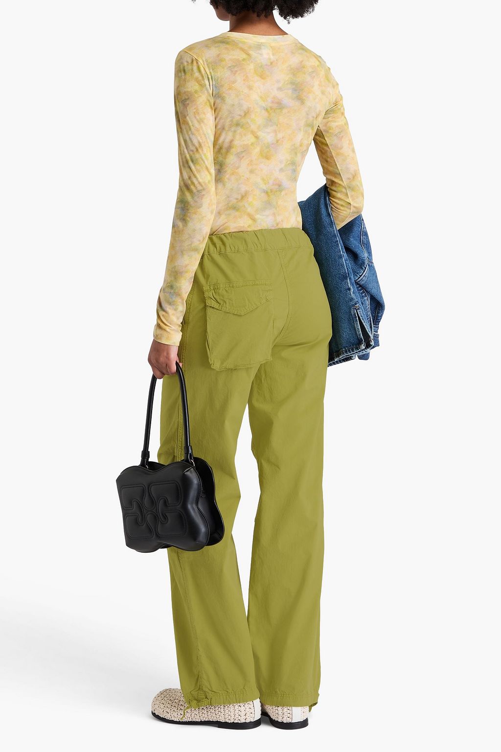 GANNI Stretch-cotton wide-leg pants