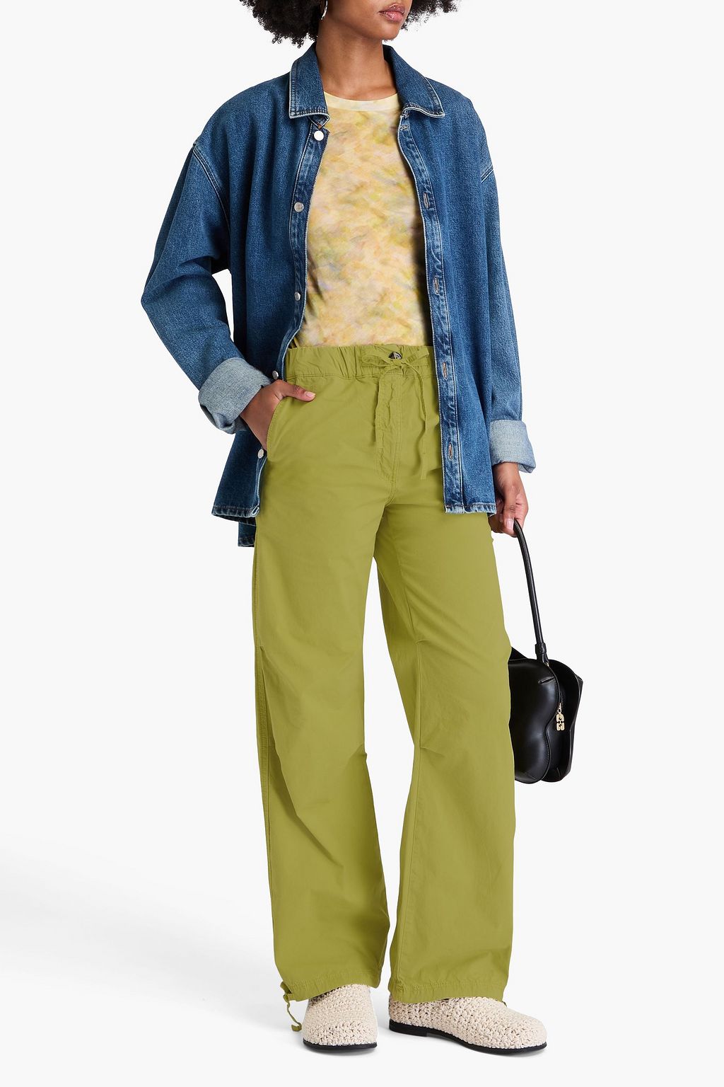 GANNI Stretch-cotton wide-leg pants