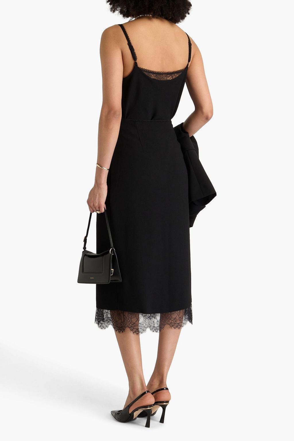VINCE. Lace-trimmed crepe camisole