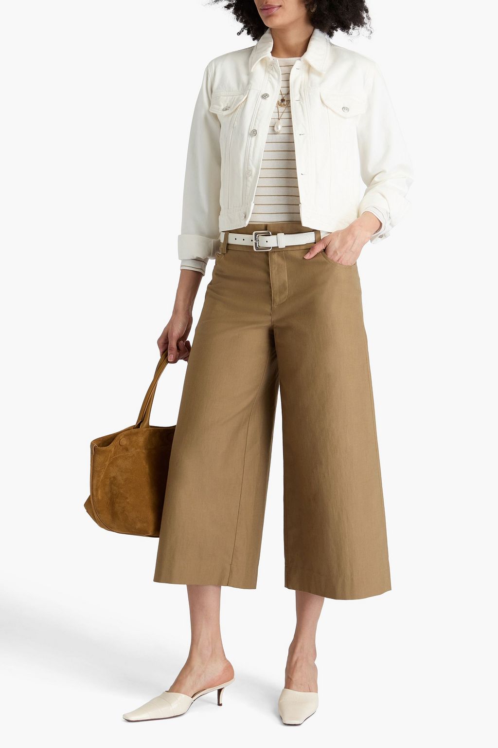 VINCE. Cotton and wool-blend twill culottes