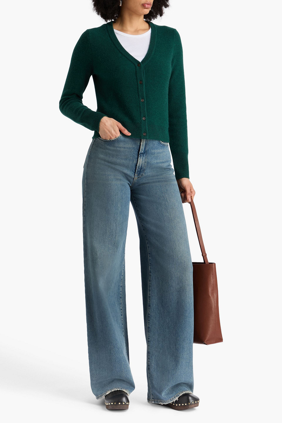 Vince Cashmere Boiled Knit Cardigan In Green