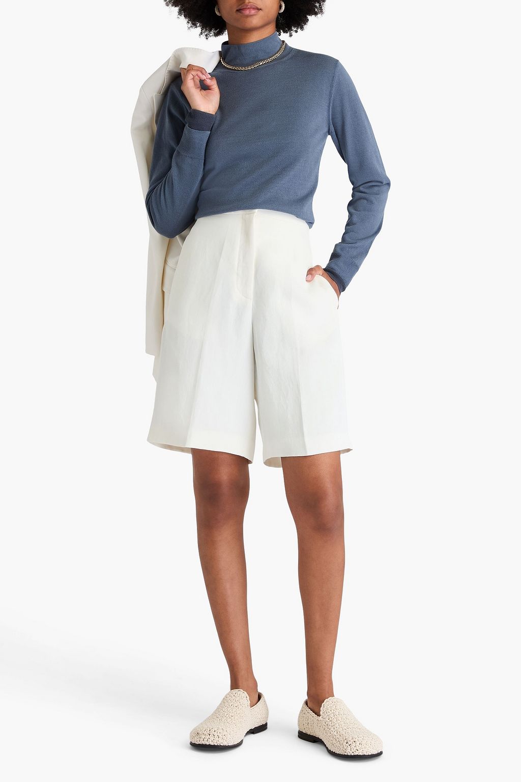 VINCE. Layered cotton-blend turtleneck sweater