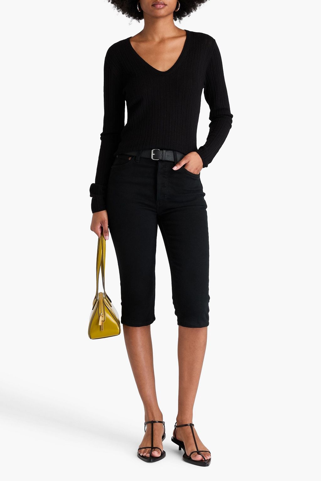 VINCE. Pointelle-knit wool-blend top