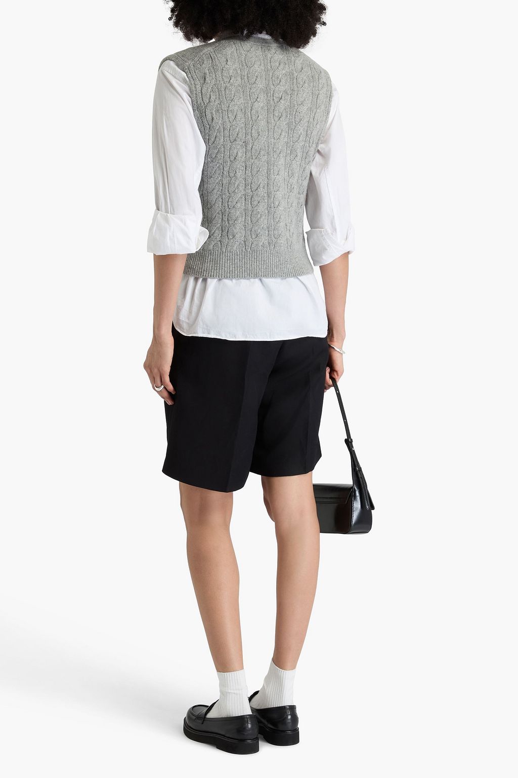 VINCE. Cable-knit wool-blend vest