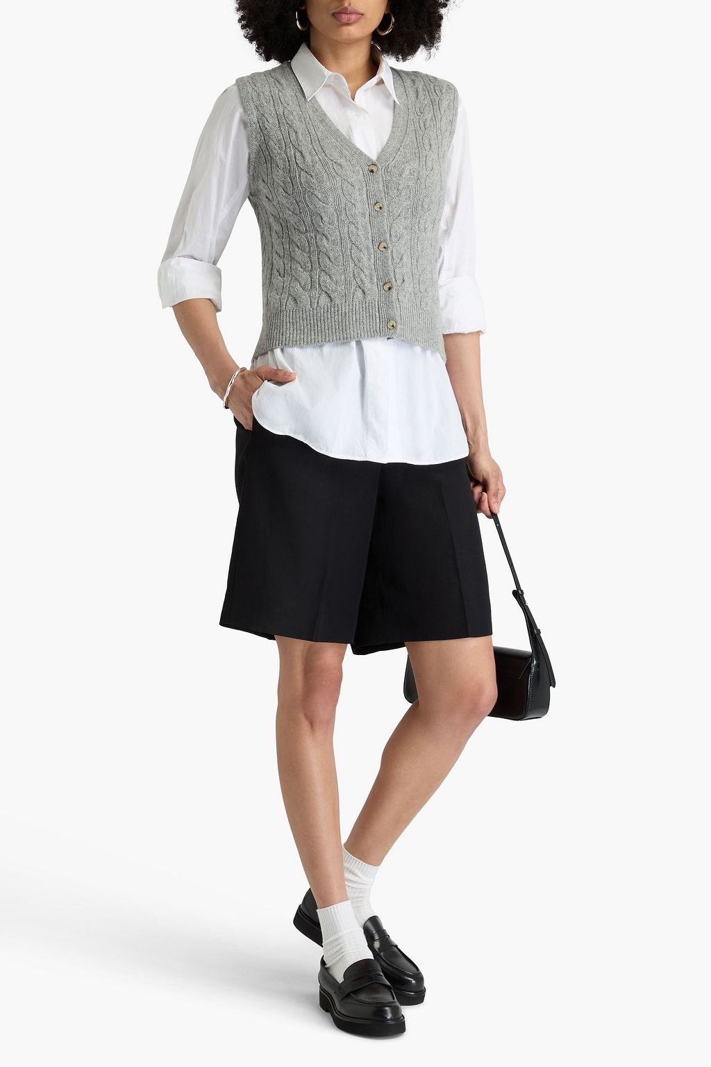 VINCE. Cable-knit wool-blend vest