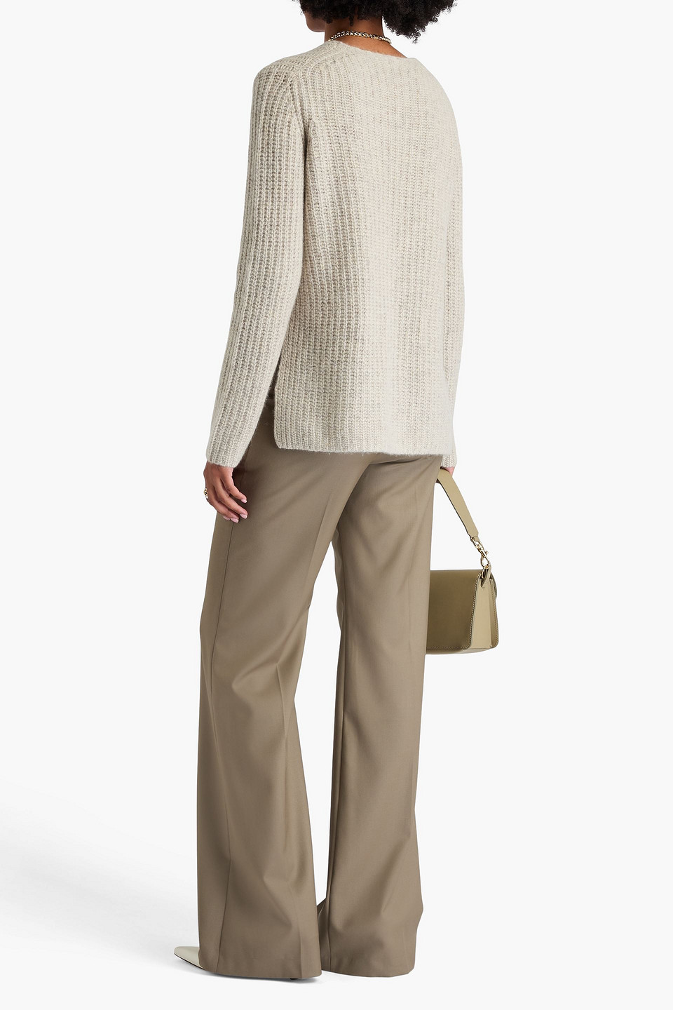 Vince Ribbed Donegal Cashmere Tunic In Gray