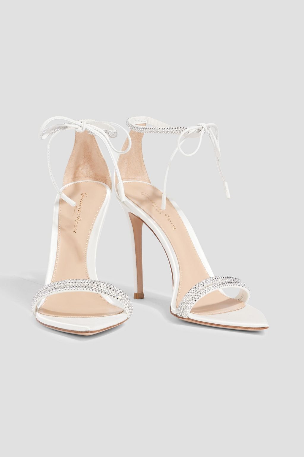 GIANVITO ROSSI Montecarlo crystal-embellished suede and satin sandals