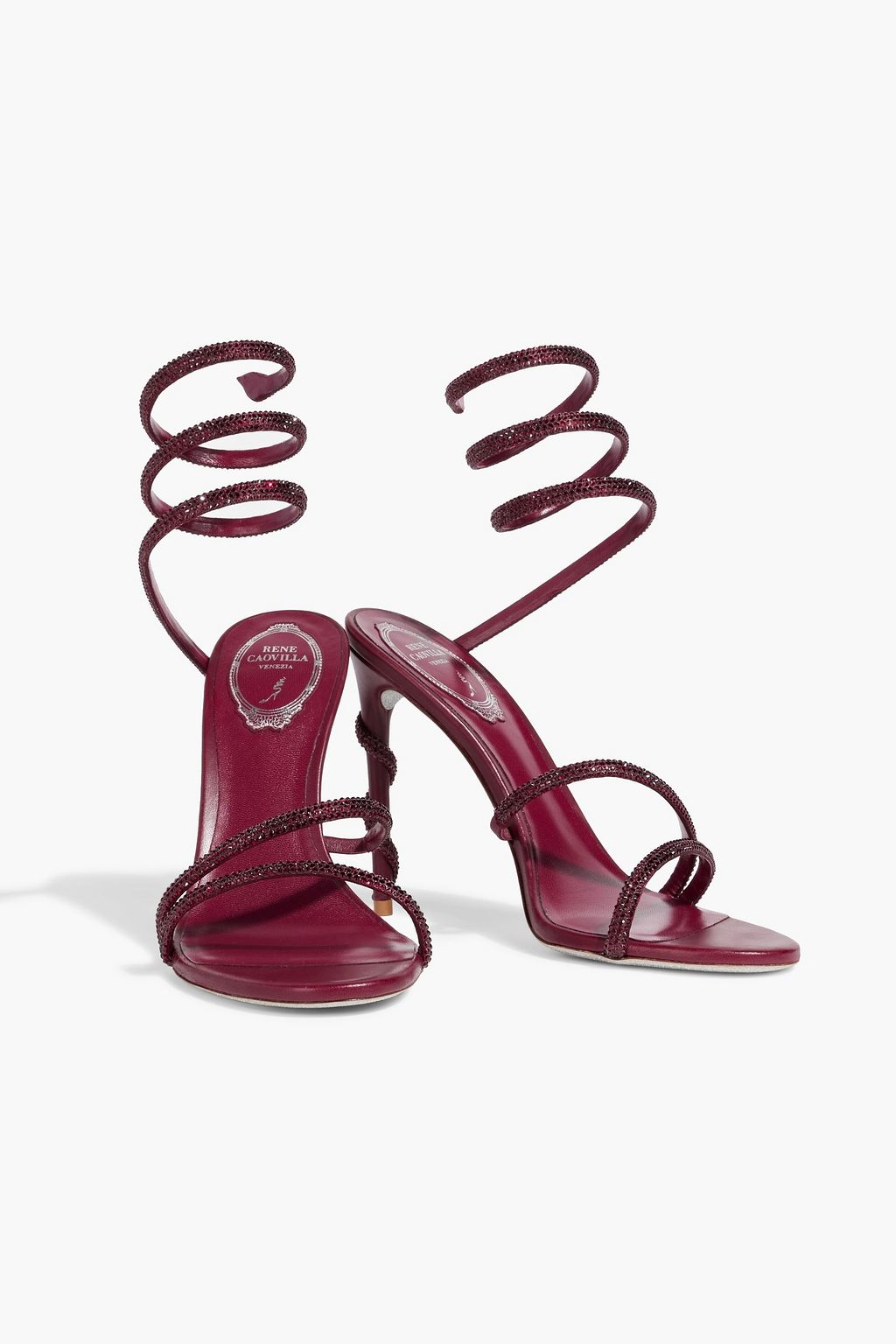 RENE' CAOVILLA Margot crystal-embellished satin sandals
