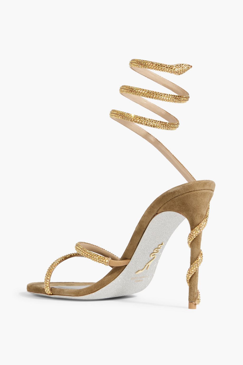 RENE' CAOVILLA Margot crystal-embellished satin sandals