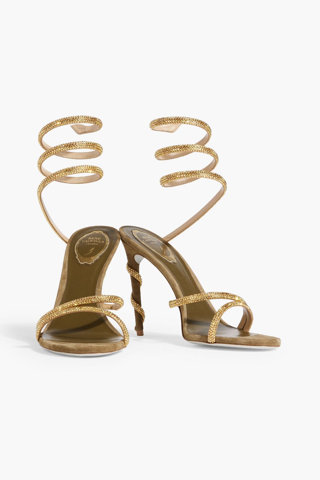 RENE' CAOVILLA Margot crystal-embellished satin sandals