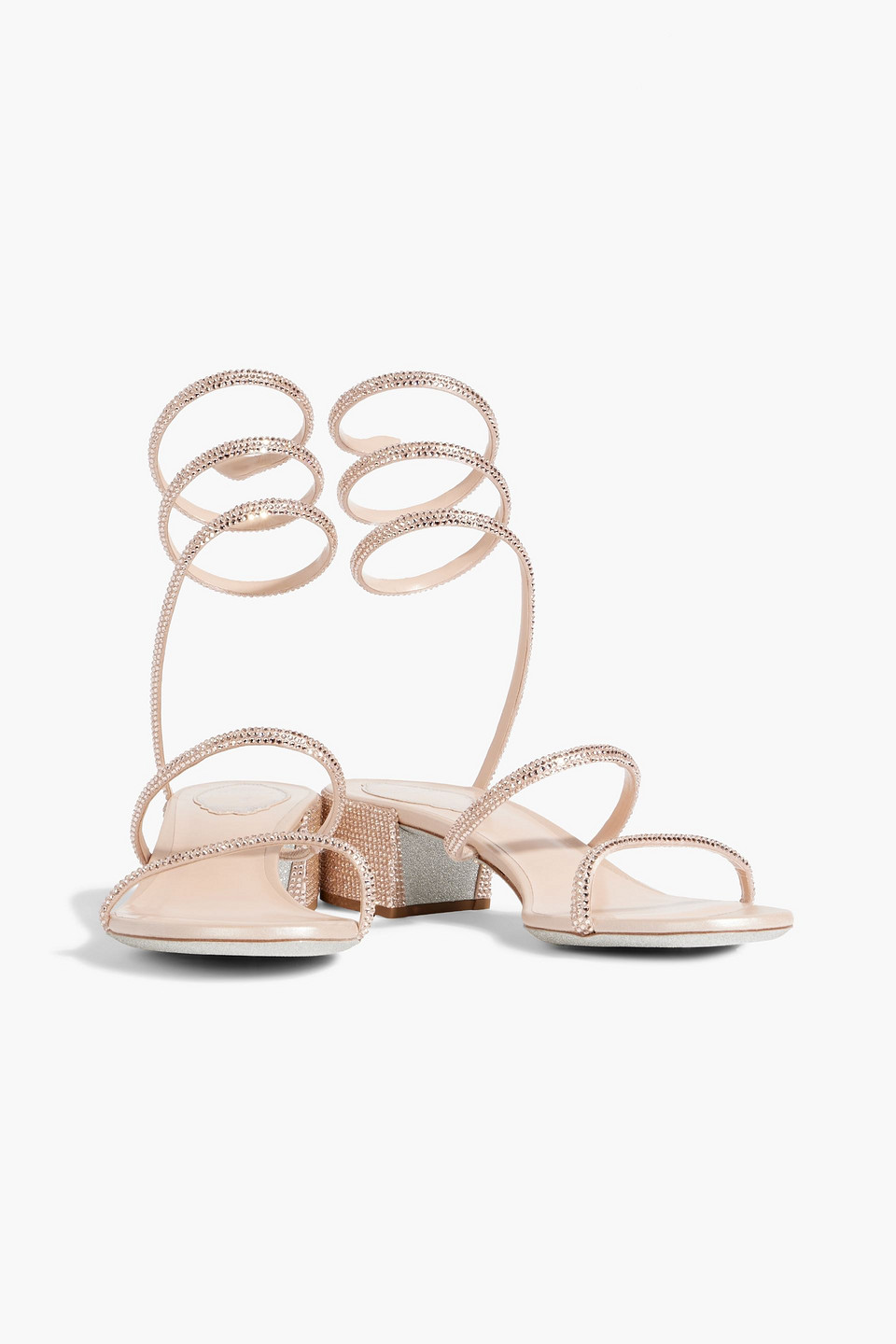 René Caovilla Cleo Crystal-embellished Satin Sandals
