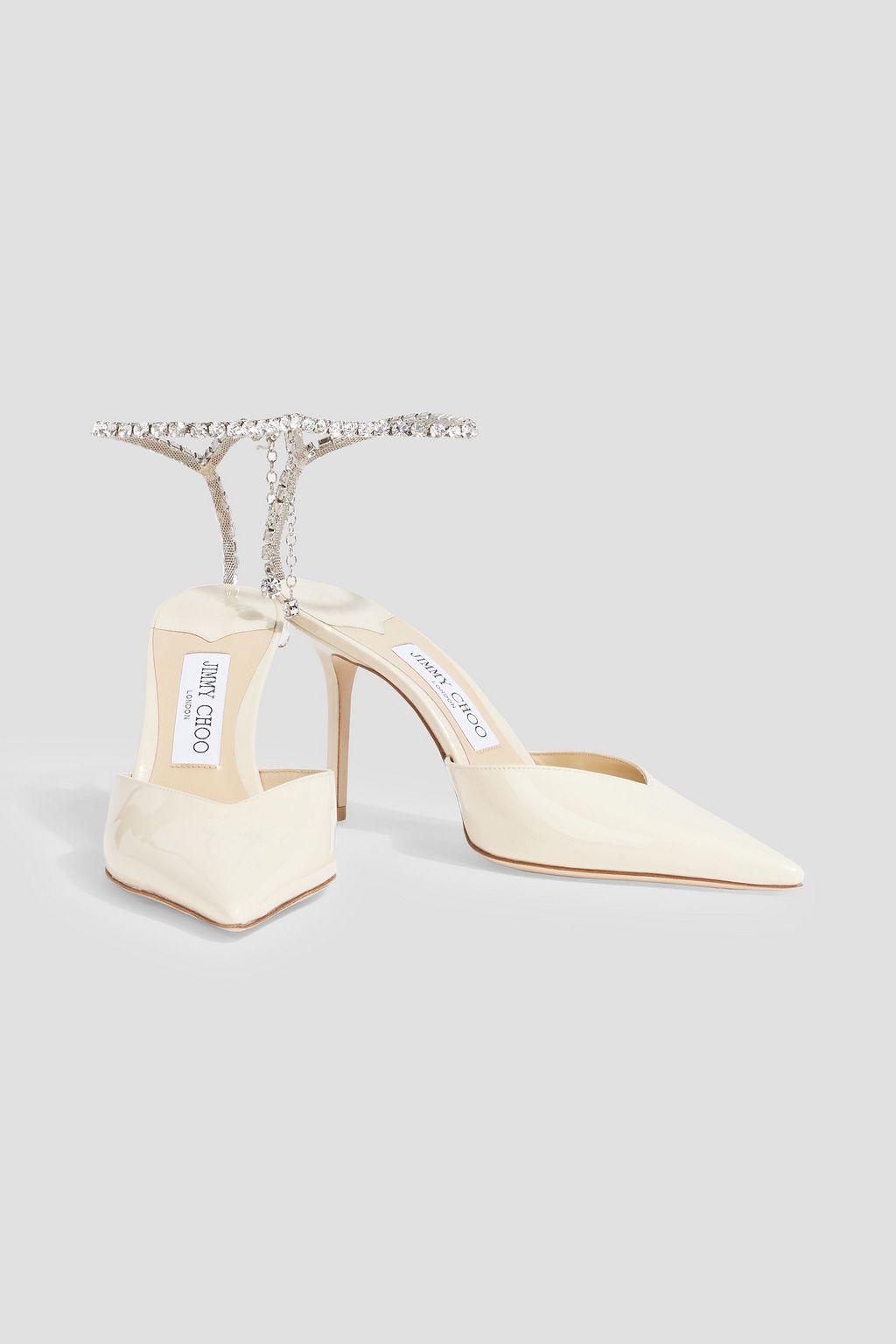 JIMMY CHOO Saeda crystal-embellished patent-leather pumps