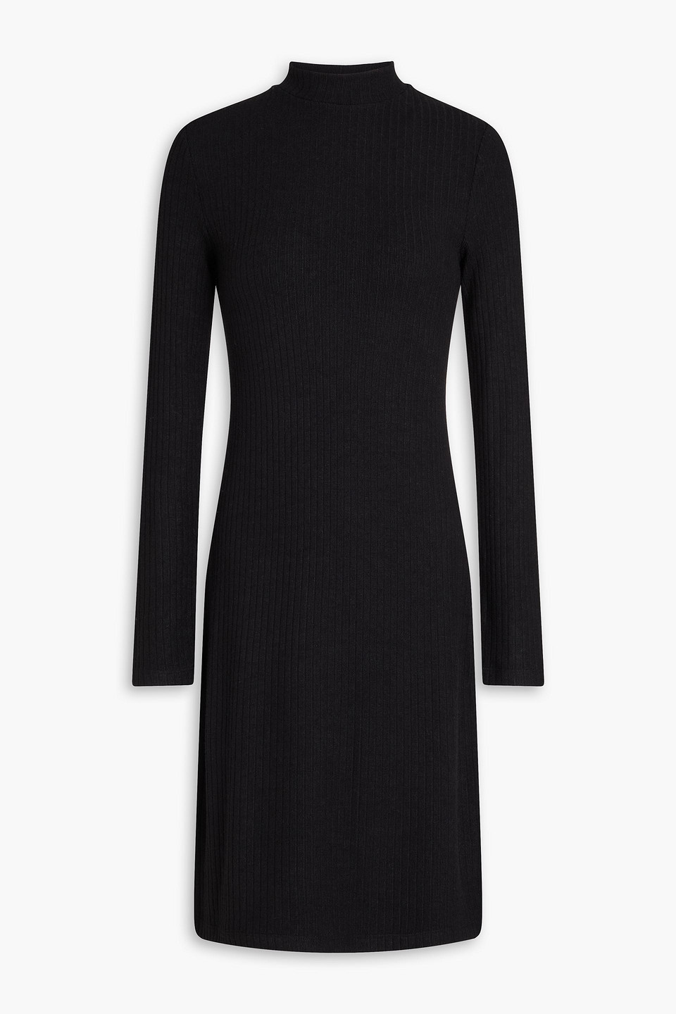 Vince Ribbed-knit Mini Dress In Black