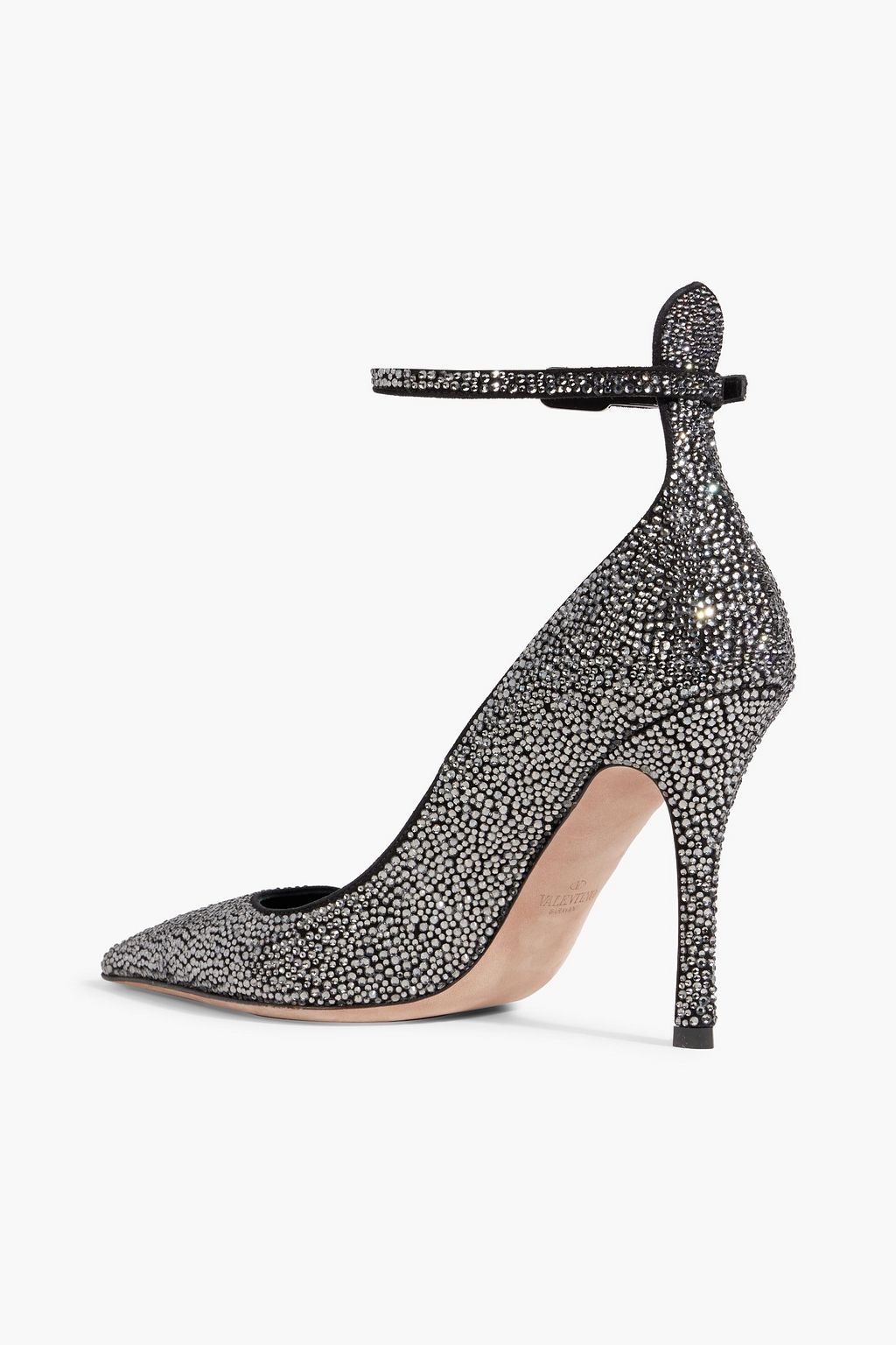 VALENTINO GARAVANI Tan-Go crystal-embellished suede pumps