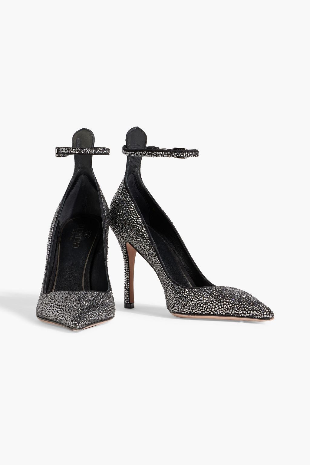 VALENTINO GARAVANI Tan-Go crystal-embellished suede pumps