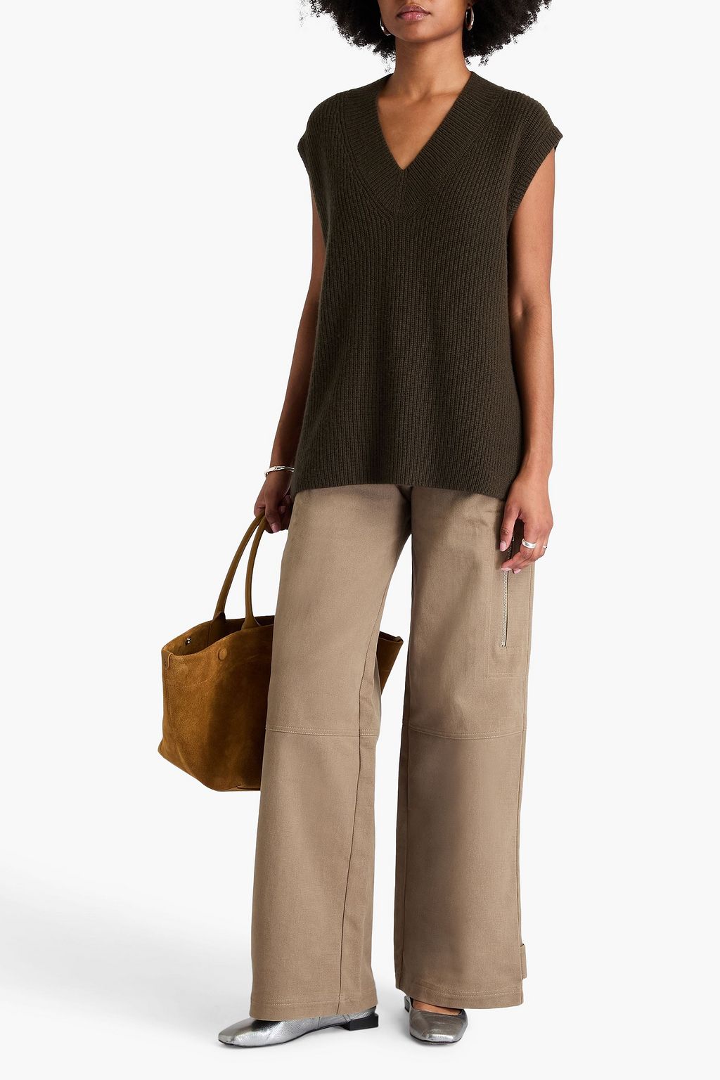 VINCE. Ribbed wool and cashmere-blend vest