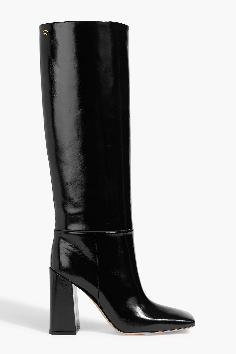 Gianvito Rossi Vanta Glossed-leather Knee Boots In Black