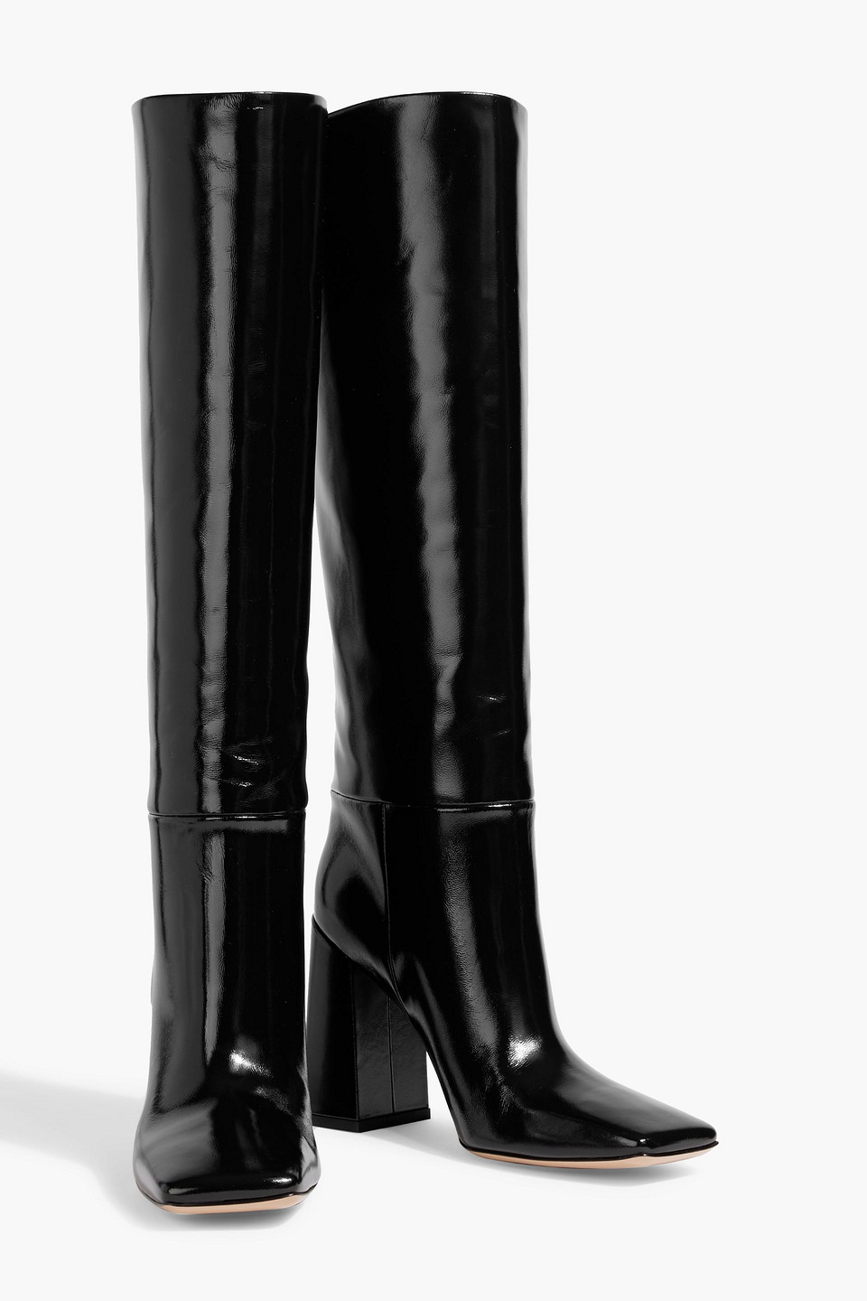 Gianvito Rossi Vanta Glossed-leather Knee Boots In Black