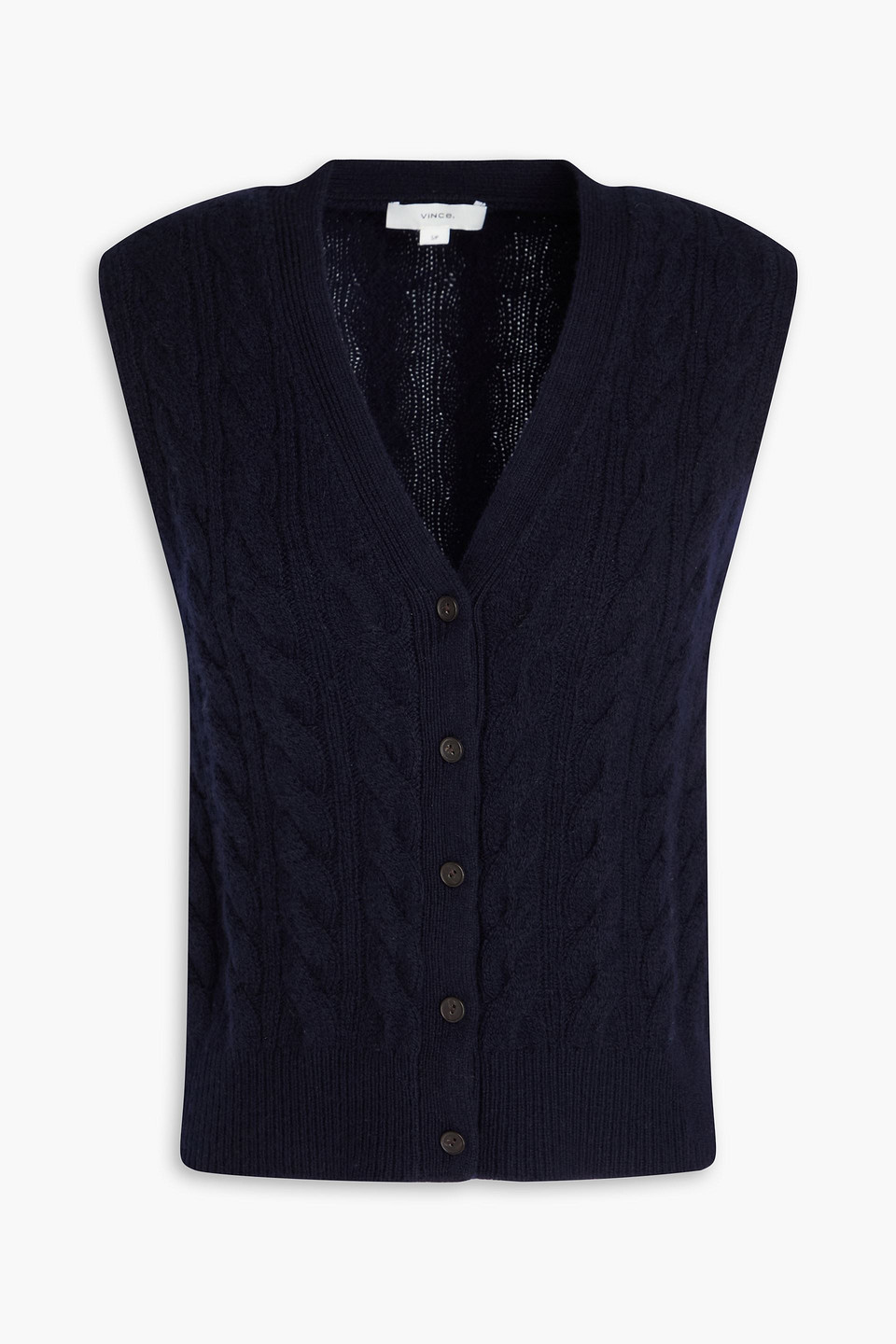 Vince Cable-knit Wool-blend Vest In Black