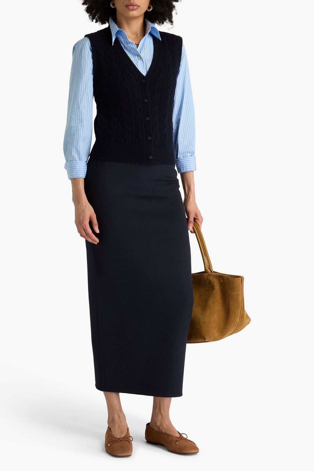 VINCE. Cable-knit wool-blend vest