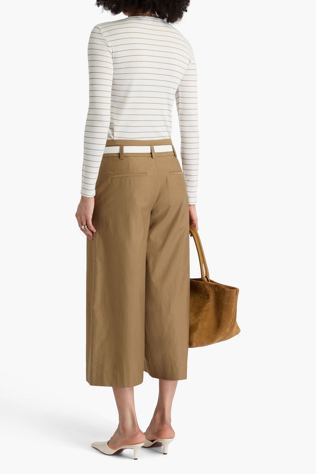 VINCE. Striped ribbed jersey top