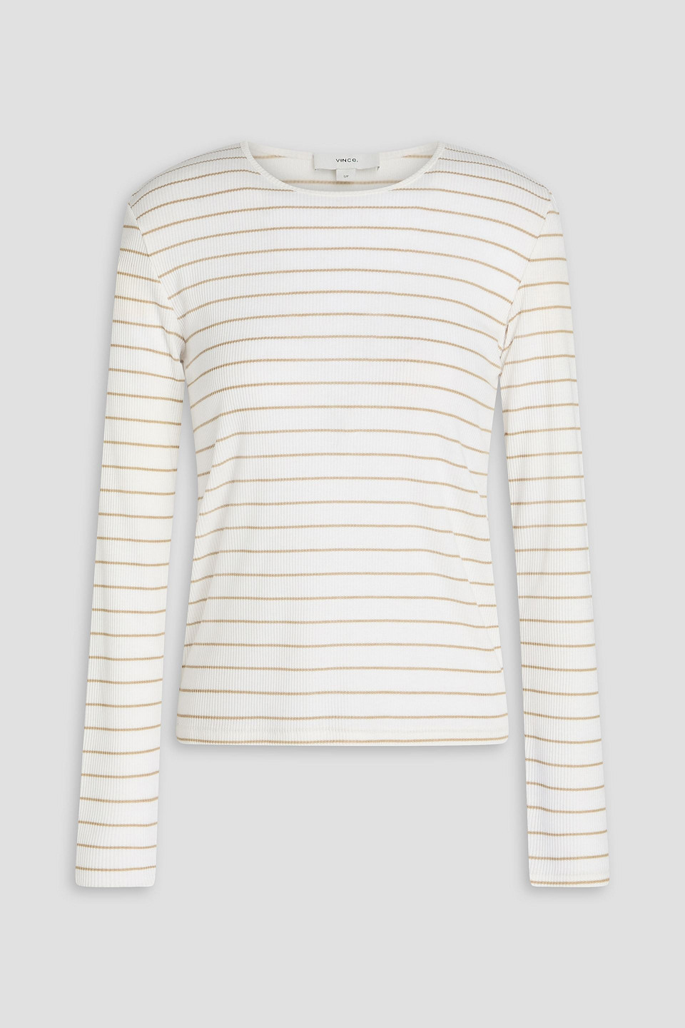 Vince Striped Ribbed Jersey Top In White