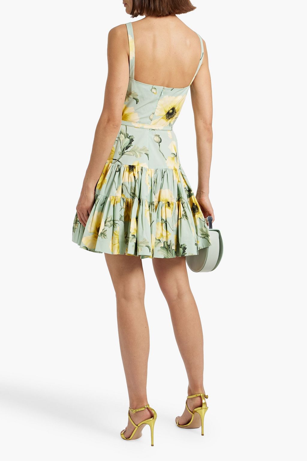 OSCAR DE LA RENTA Tiered floral-print cotton-blend poplin mini dress