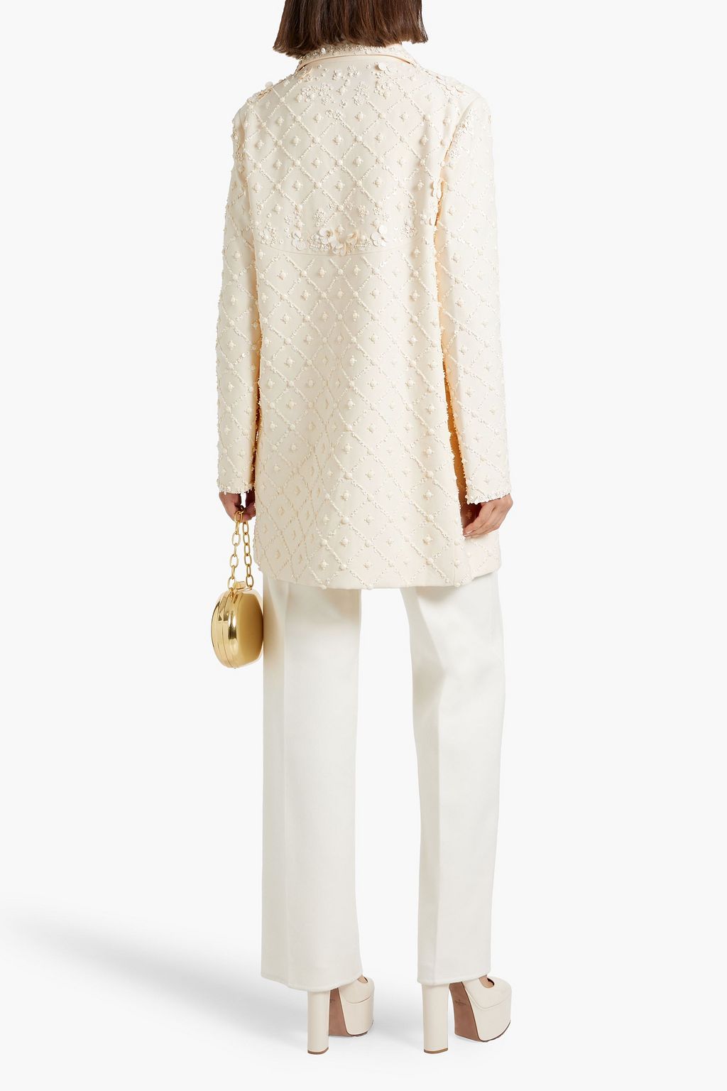 VALENTINO GARAVANI Embellished wool and silk-blend crepe coat