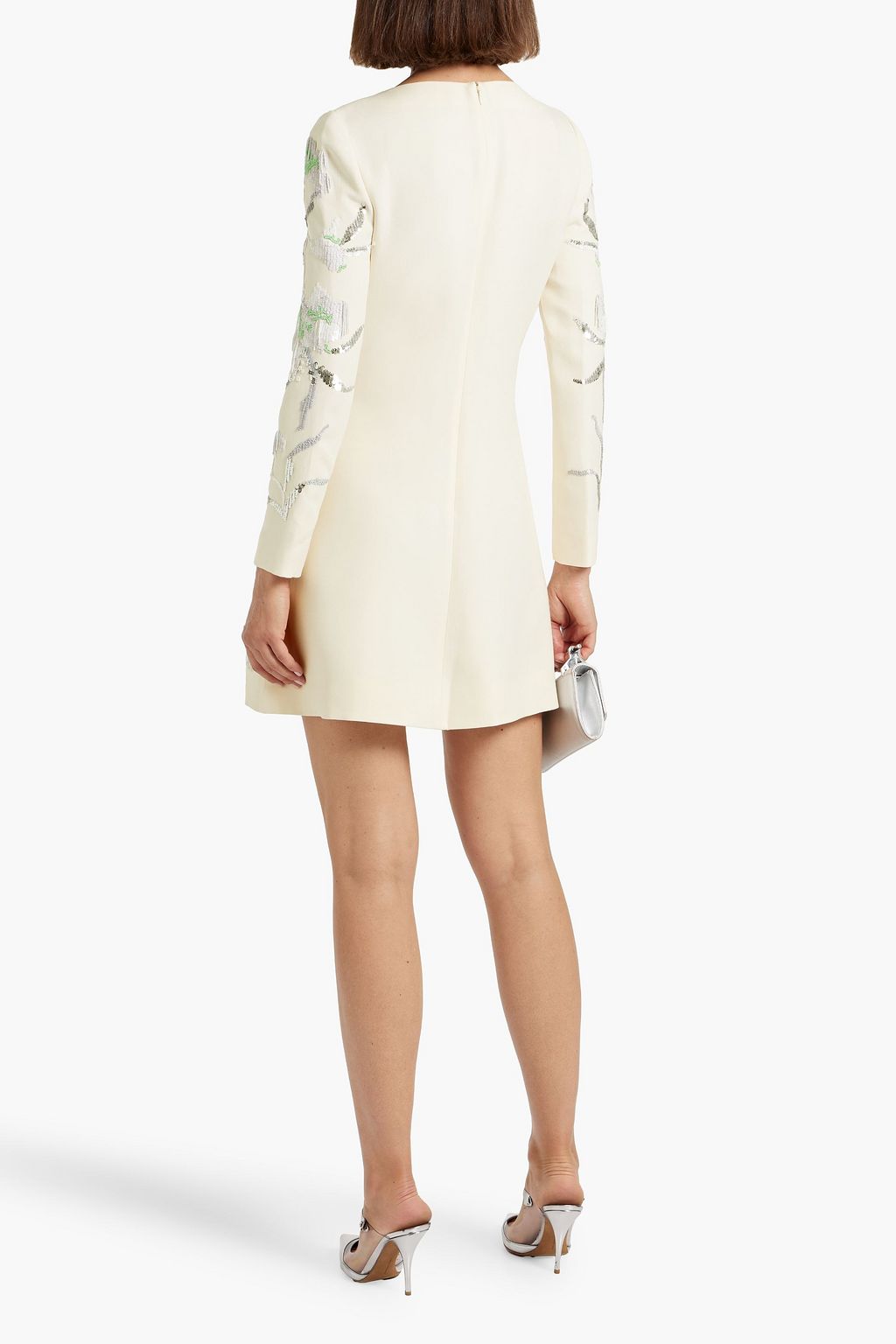 VALENTINO GARAVANI Embellished wool and silk-blend crepe mini dress