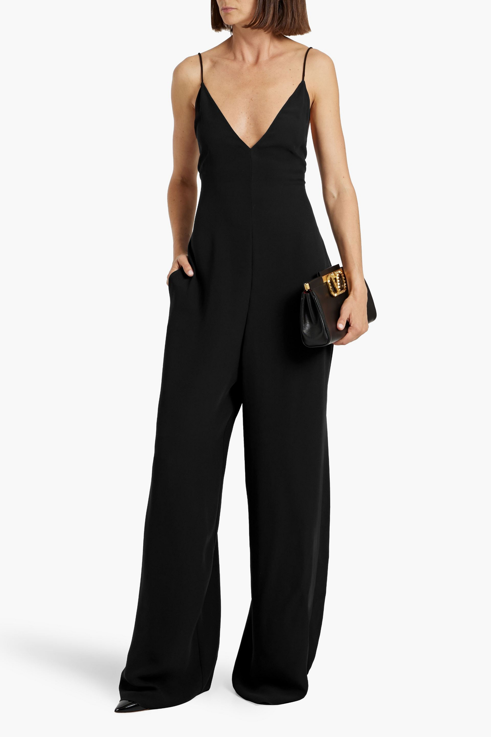 Valentino Garavani Open-back silk-crepe wide-leg jumpsuit