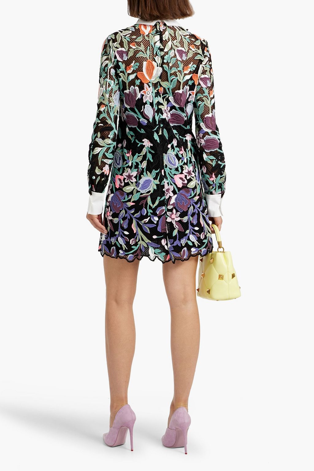 VALENTINO GARAVANI Cotton-blend guipure lace mini dress