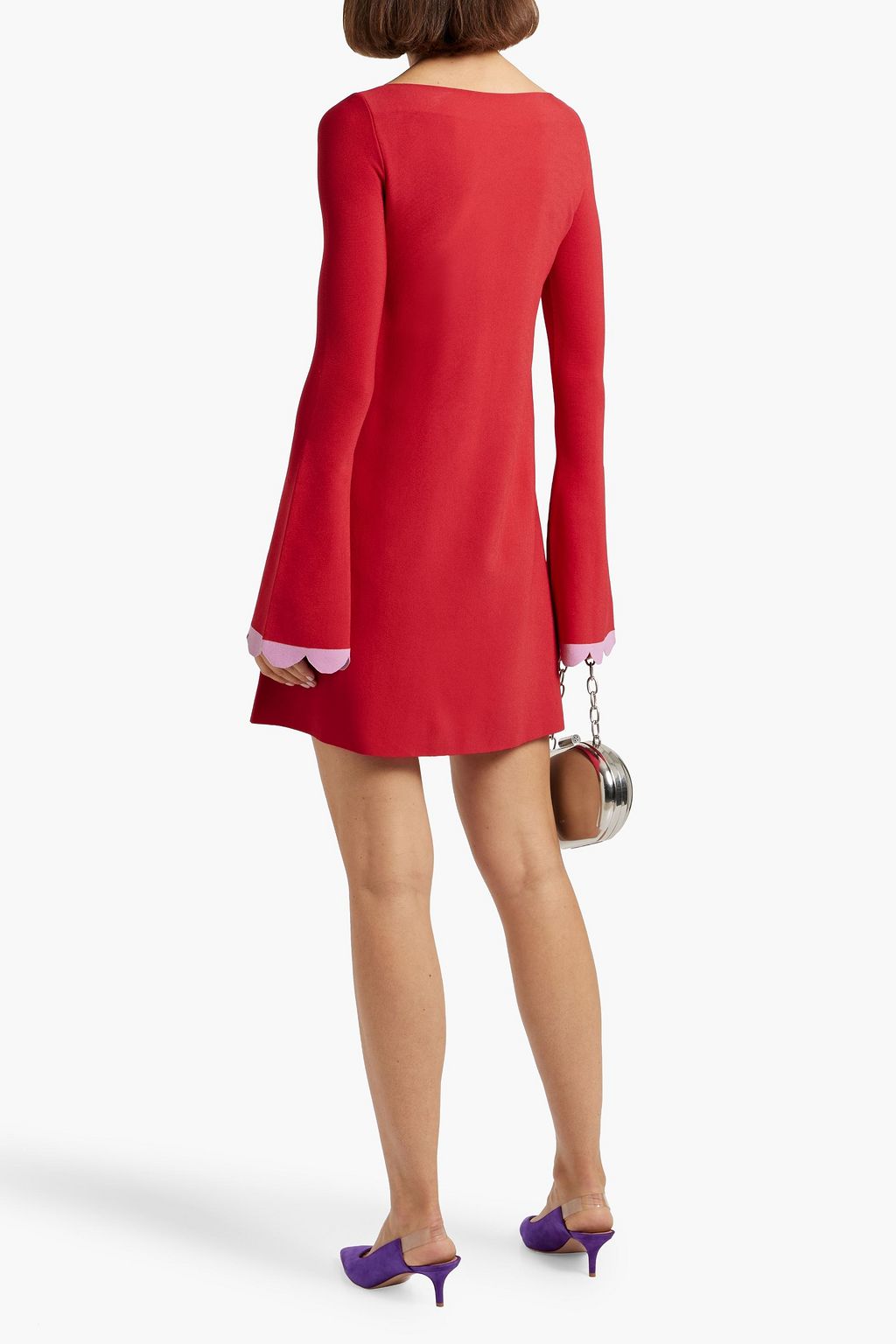 VALENTINO GARAVANI Scalloped stretch-knit mini dress