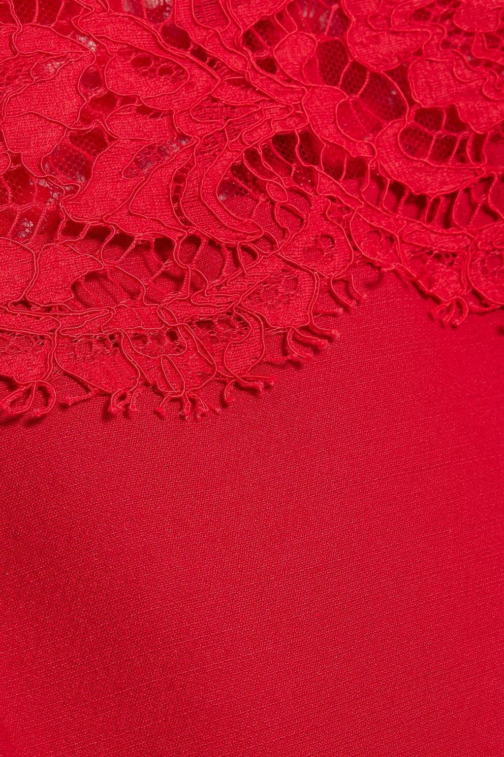 VALENTINO GARAVANI Lace-paneled wool and silk-blend crepe mini dress