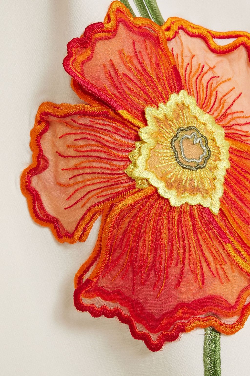 OSCAR DE LA RENTA Floral-appliquéd wool-blend dress