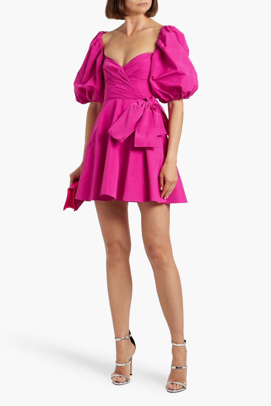VALENTINO GARAVANI Wrap-effect cotton-blend faille mini dress